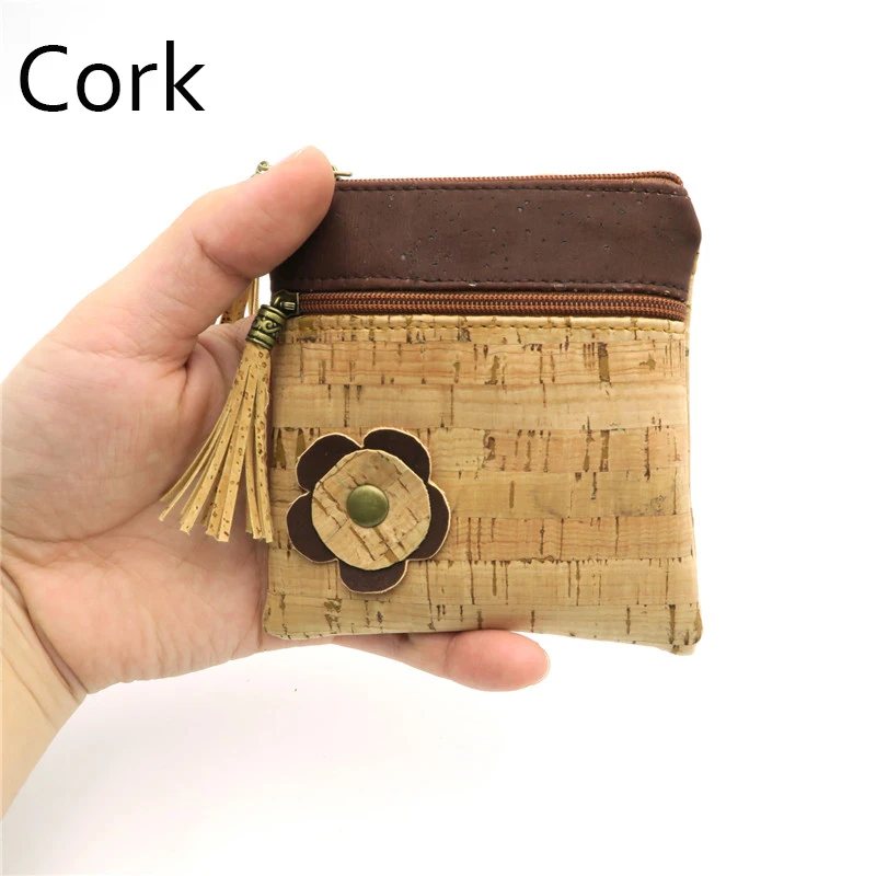 Natural cork handmade coin purse coin bag vegan cork wallet 10X10CM