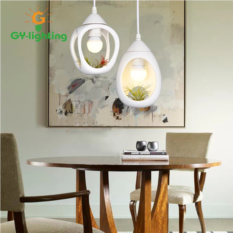 

Fashion Pastoral Style Flower Pots Pendant Lamps Restaurant Balcony Ceramic Lampshade Fixture White Home Decoration Lighting