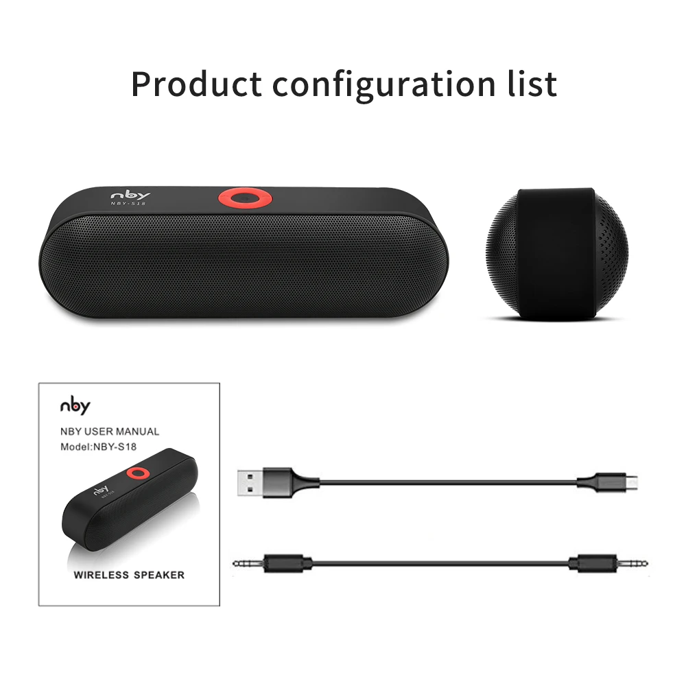 NBY S18 Portable Bluetooth Speaker with Dual Driver Loudspeaker