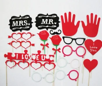 

(18pcs/pack,6packs/lot) Photo Booth Props,Heart,Glass,Beard Assort Design Wedding Birthday Party Favor Stick Cards Party Masks
