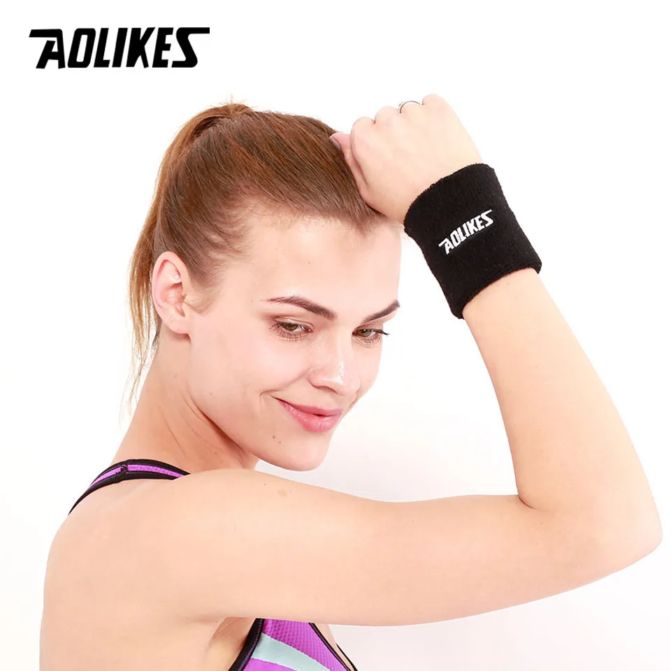 AOLIKES 1PCS Gym Protector Wristband Weightlifting Wrist Support Sport Wrist Brace Tennis Badminton Basketball Sweatbands Guard