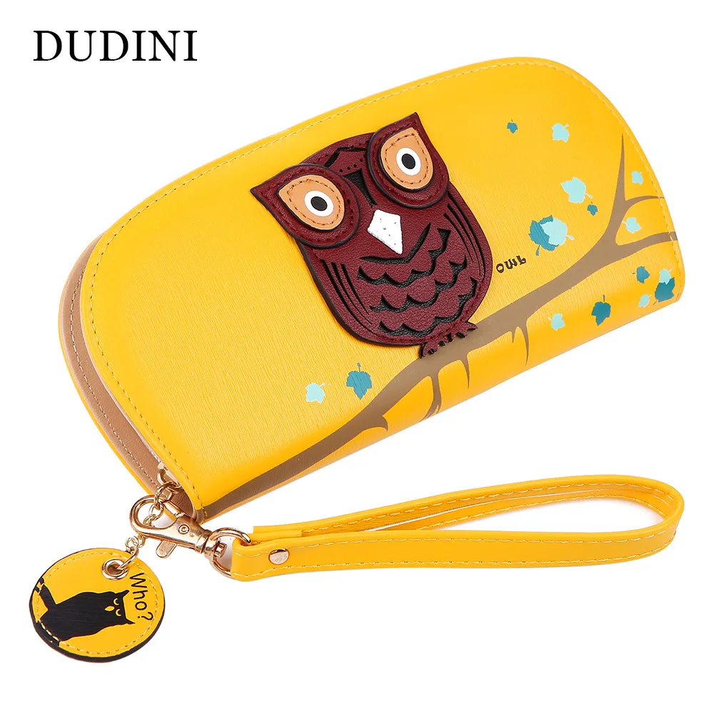 Free Shipping Cute Owl Stereoscopic Printing Rounded Zipper Long Women Wallet Ladies' Clutches Short Change Purses Card Holders