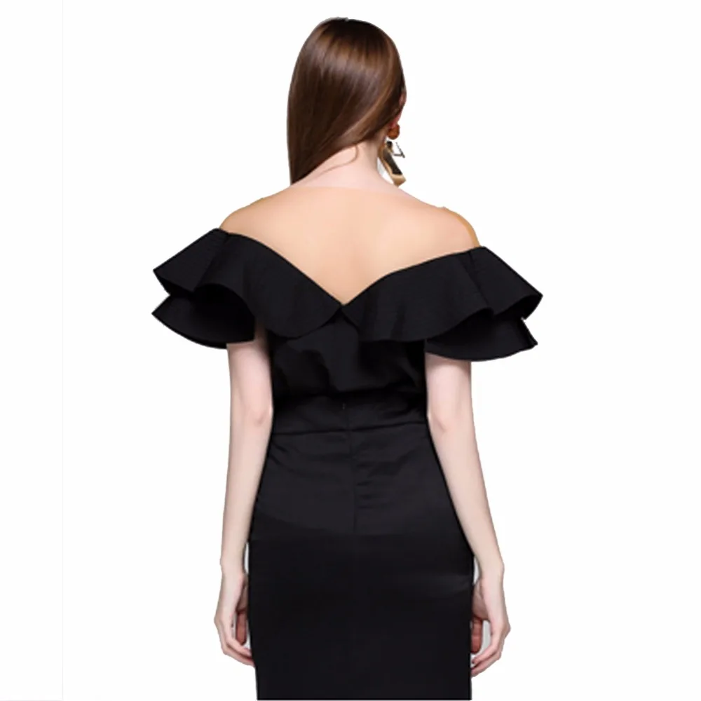 Ruffles Slash Neck Backless Womens Blouses Top Tees Shirt_17
