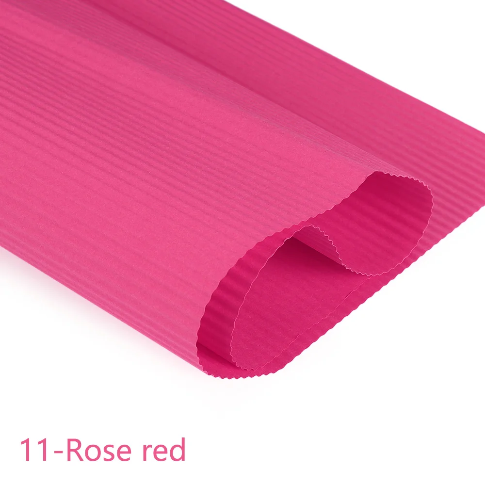 50*70cm DIY Handmade Colored Corrugated Paper Kid Scrapbooking Craft Supplies Wrapping Paper bouquet Packing Wedding Supplies - Цвет: Rose red