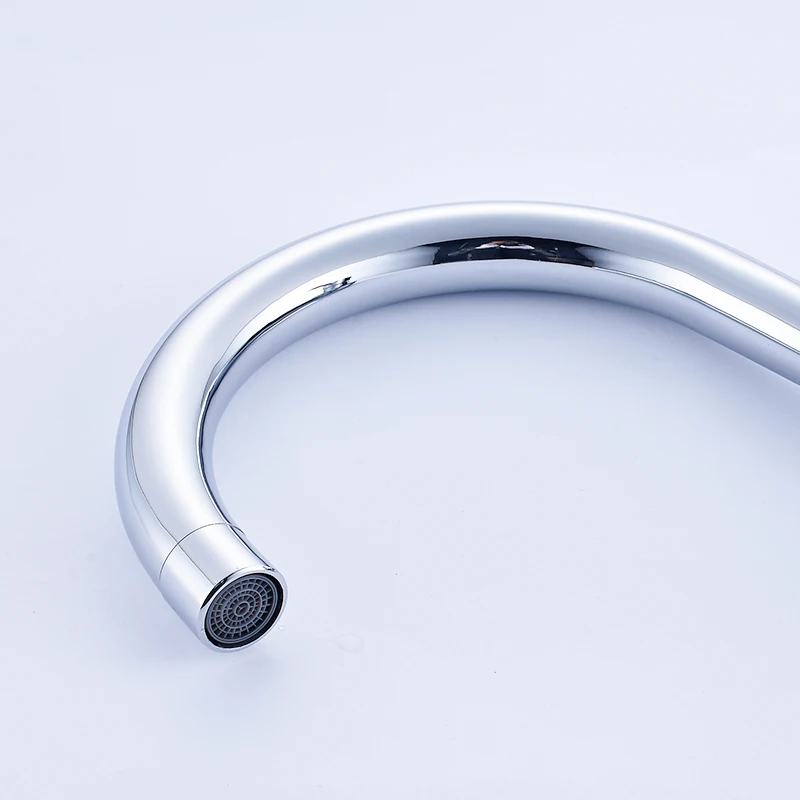 Fapully Kitchen Faucet Mixer Taps Deck Mounted Polished Chrome Brass Single Hole Sink 360 Degree Rotation Contemporary Vessel