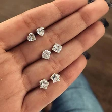 Изысканный сердце Star квадратный кристалл геометрические серьги Для женщин модная Свадебная вечеринка ювелирные изделия подарочные аксессуары женская серьга комплект