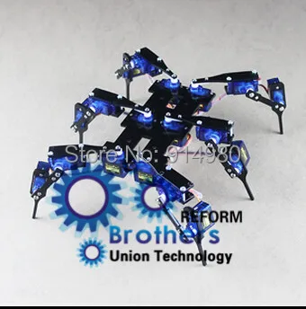 

Six foot / 6 foot black spider robot robot full servo bracket accessories RC Mini Robot Steering bracket +18 servo+AA Super Glue