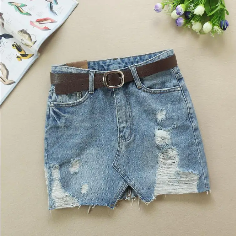 Женские рваные джинсы Faldas Mujer Moda джинсовые юбки с высокой талией размер S/Xl