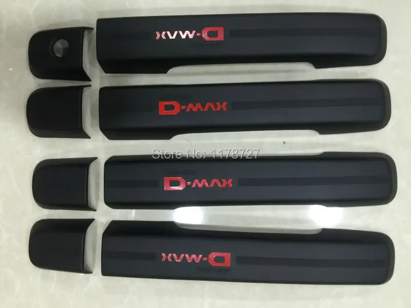 

Free Shiping 2012-2015 ISUZU D-MAX black handle cover DMAX handle trim door handle cover ABS black cover red letter accessories