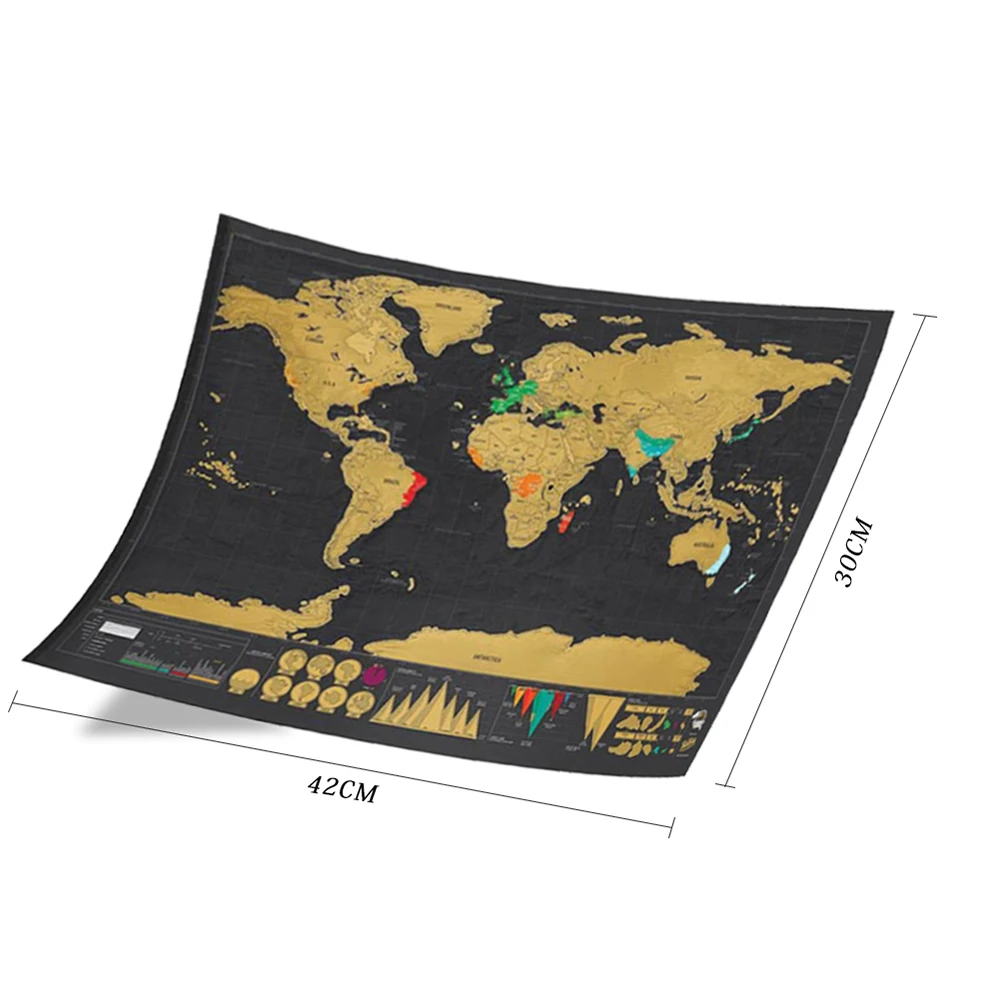 Deluxe Erase Black World Map Scratch off World Map персональные дорожные наклейки на стену