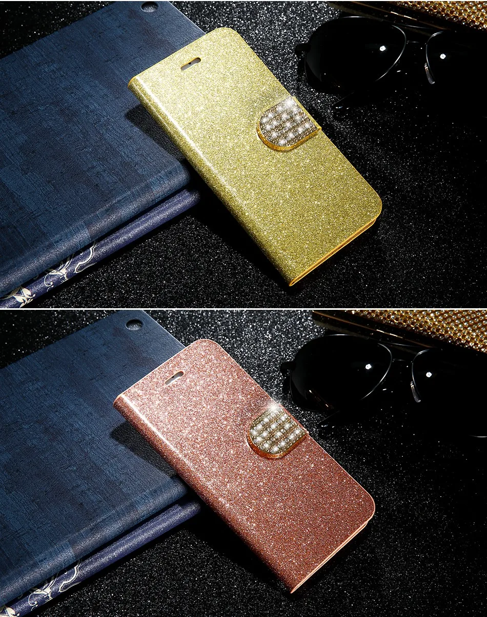 FLOVEME Luxury Bling Diamond Glitter Flip Case for Apple iphone 6 6S 7 Plus 5.5 Leather Girl Bag Wallet Stand Rhinestone Cover (11)