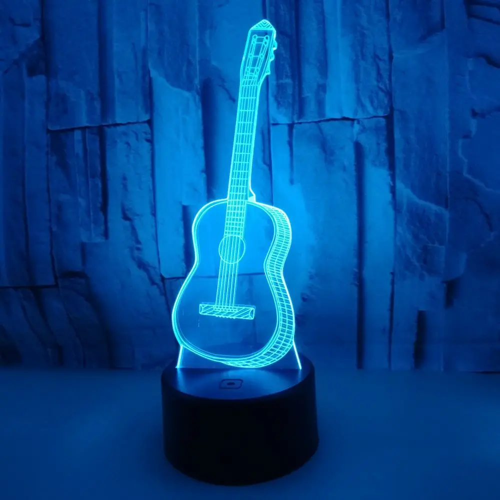 3d guitar led night light seven color touch lights touch visual lights