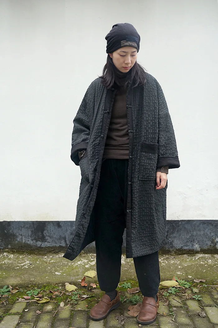 SCUWLINEN зимняя куртка для женщин Классическая мода плед размера плюс свободные ватные пальто Повседневная Длинная парка для мужчин M18307