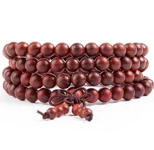 108*6mm Genuine rift grain Red Sandalwood Beads Buddha Malas Bracelet Healthy Jewelry Man Wrist Mala Ne*klace Factory