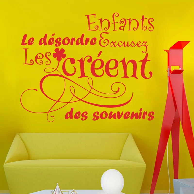French Good Memory Home Decor Art Design for the mess the children create memories Vinyl Wall Sticker DIY Kids Wall Quotes Decal