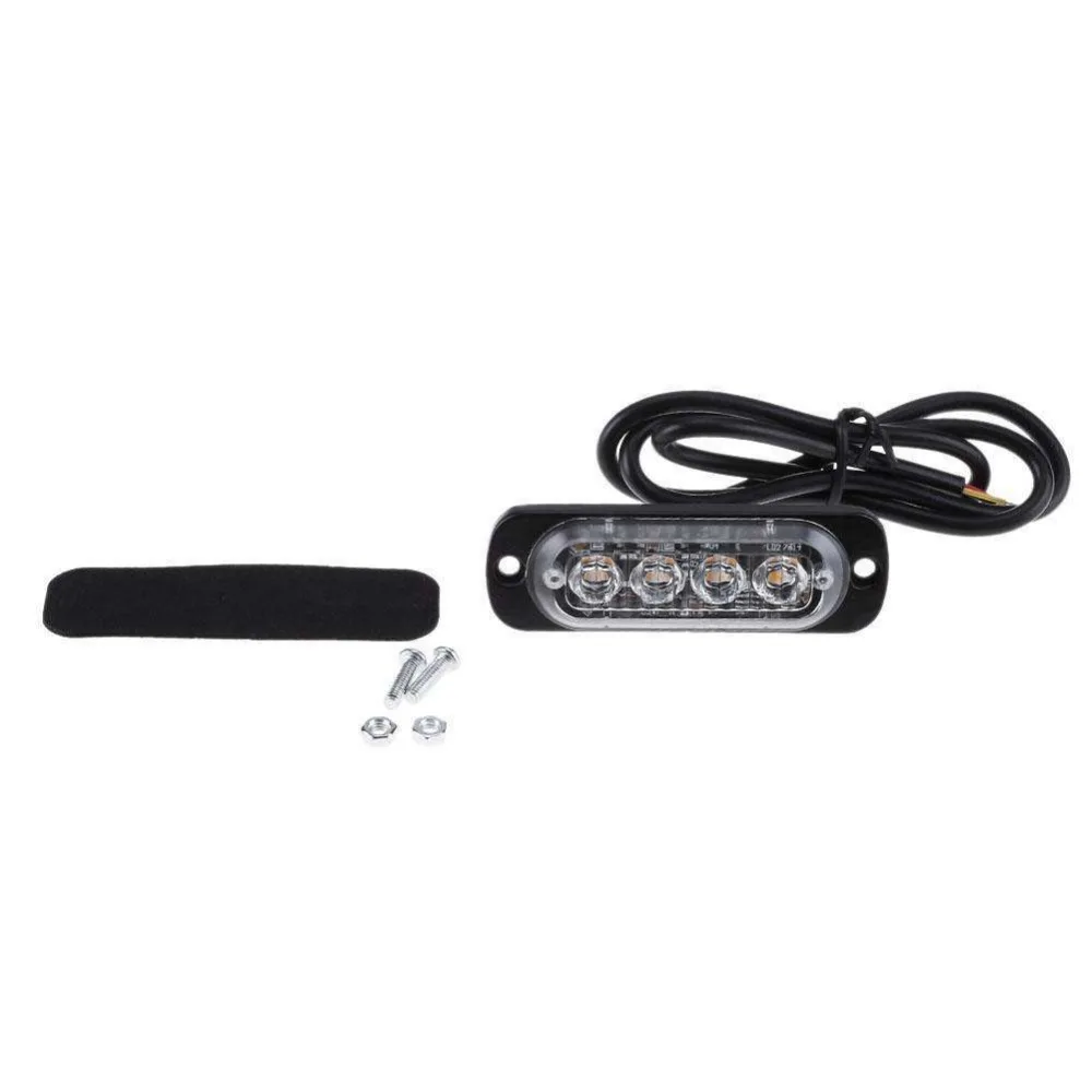 4 LED Strobe Warning Light Strobe Grill Flashing Breakdown Emergency Light Car Truck Beacon Lamp Amber Traffic