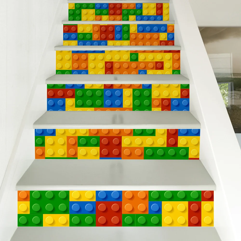 Simple Creative 3D Stickers Children's Lego DIY Refurbished Stairs