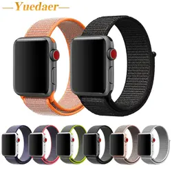 Yuedaer нейлон петля ремешок для Apple Watch 3 2 1 дышащая Спортивная Браслеты Магнитная регулируемой пряжкой relogio inteligente