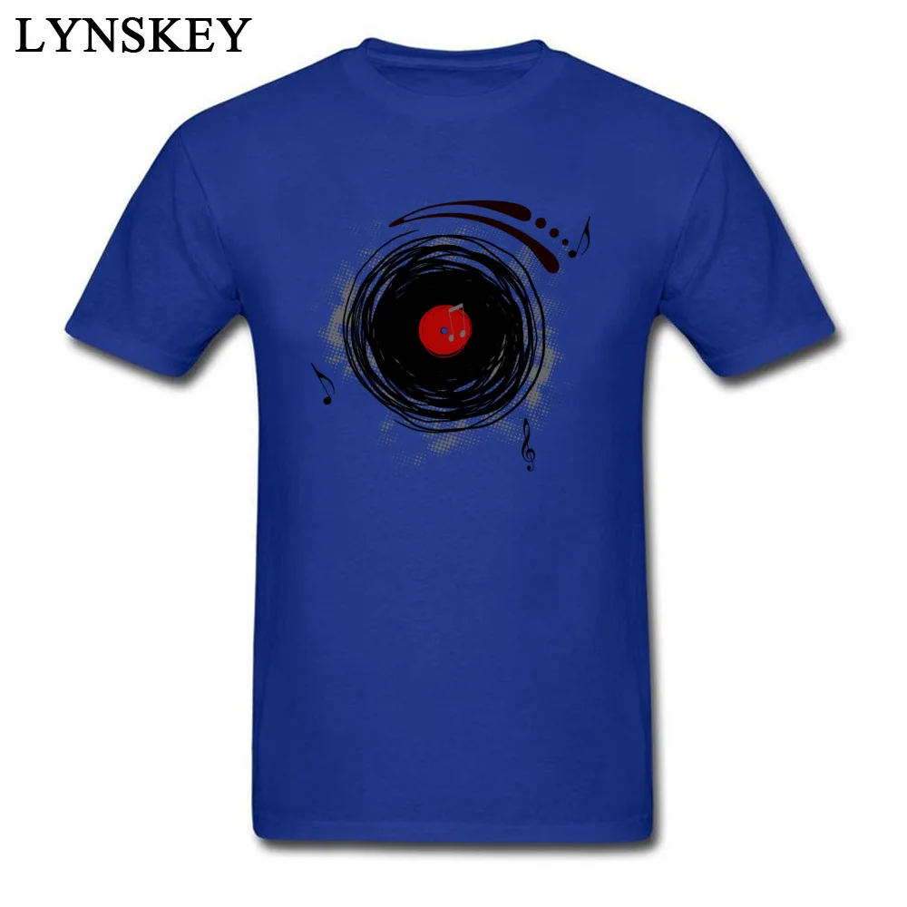 Faddish Male T-shirts Crew Neck Summer/Fall Short Sleeve 100% Cotton Tops Shirt Casual Group Clothing Shirt Top Quality Vinyl Records Retro Grunge DJ Art blue