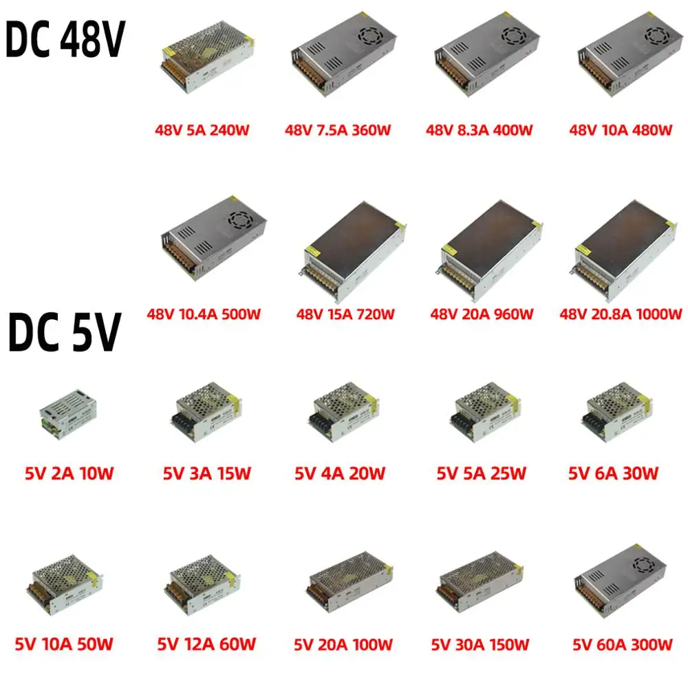 KAYPW Switching Power Supply Light Transformer AC 110V 220V To DC 5V 12V 24V 48V Power Supply Source Adapter For Led Strip CCTV-2