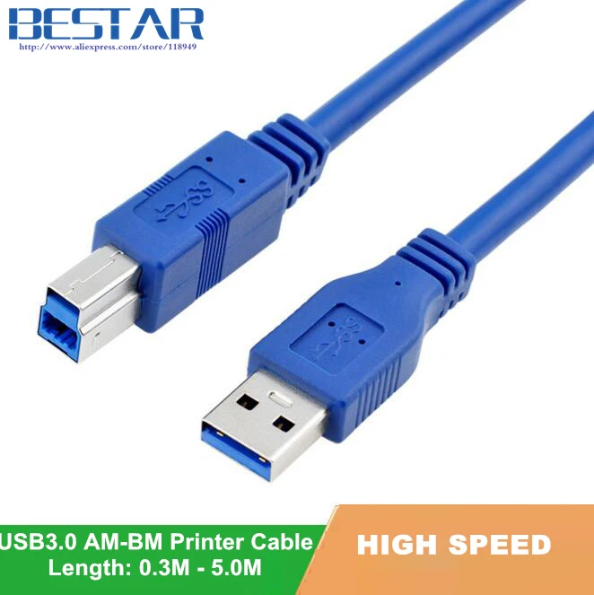 Cable Length: Adapter, Color: Blue Computer Cables Standard USB 3.0 Type A Male to USB 3.0 Type B Male Plug Connector Adapter USB3.0 Converter Adaptor AM to BM 