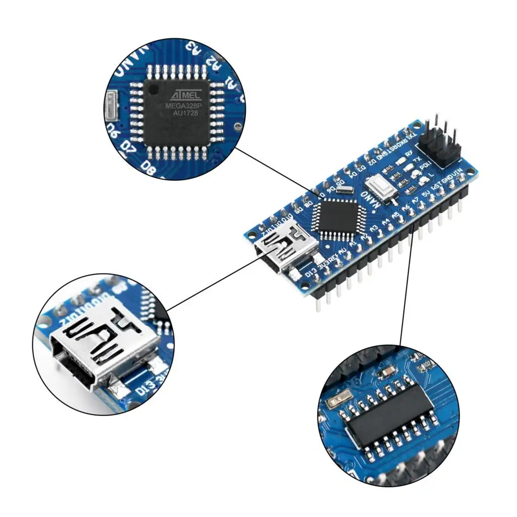 10 шт./лот LAFVIN Nano 3,0 ATmega328P плата контроллера CH340 USB драйвер с кабелем для Arduino