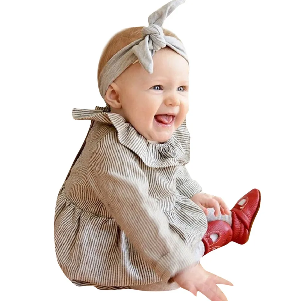 Теплый хлопковый комбинезон в полоску с длинными рукавами для новорожденных мальчиков и девочек на весну-осень, одежда для маленьких девочек, костюм для младенцев