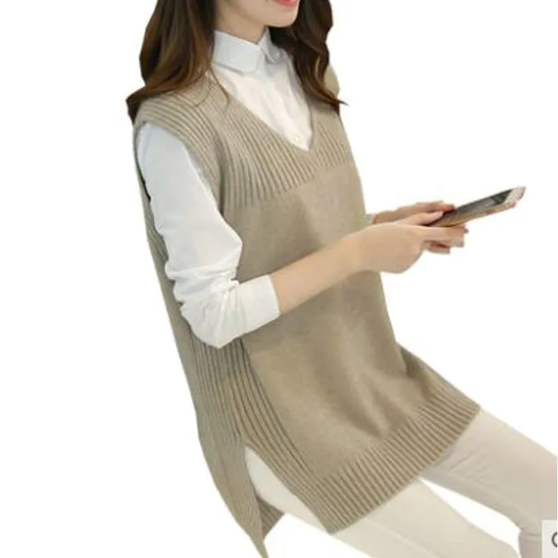 2017 New Autumn Cashmere Sleeveless Women Sweater Vest Female Casual V
