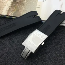 Высокое качество 26,5 черный натуральный резиновый силиконовый ремешок для часов Ремешок для часов Roger Dubuis ремешок для EasyDiver ремень 46 мм Циферблат пряжка