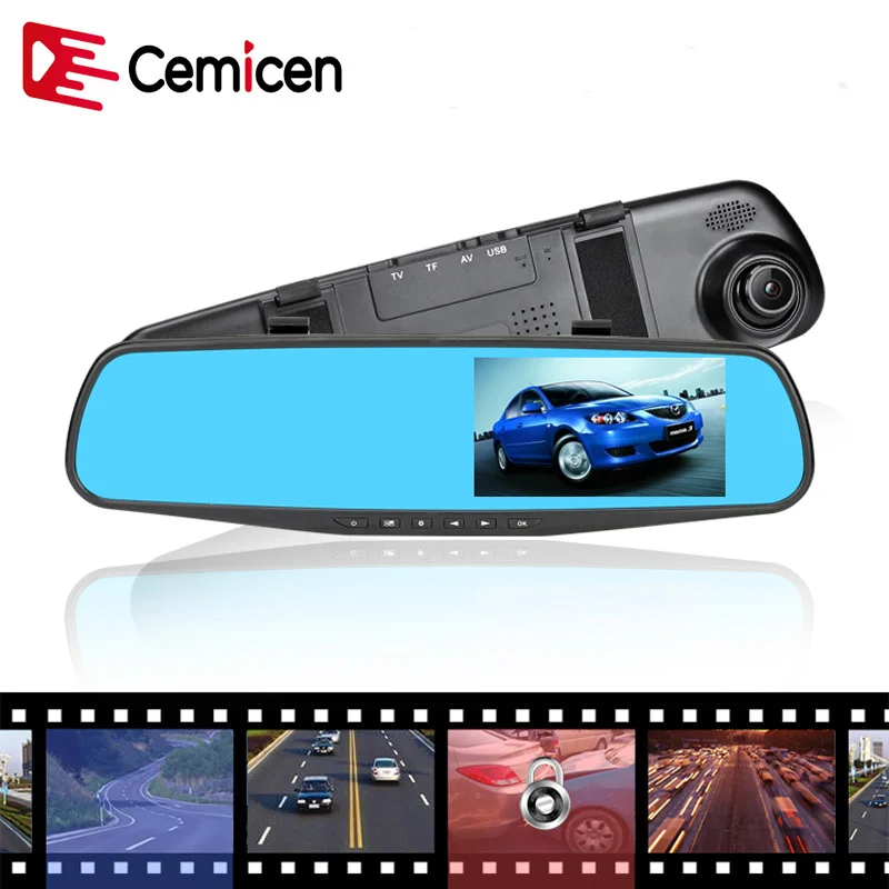 Автомобильный видеорегистратор Cemicen 4 3 дюйма Full HD 1080P Автомобильное зеркало