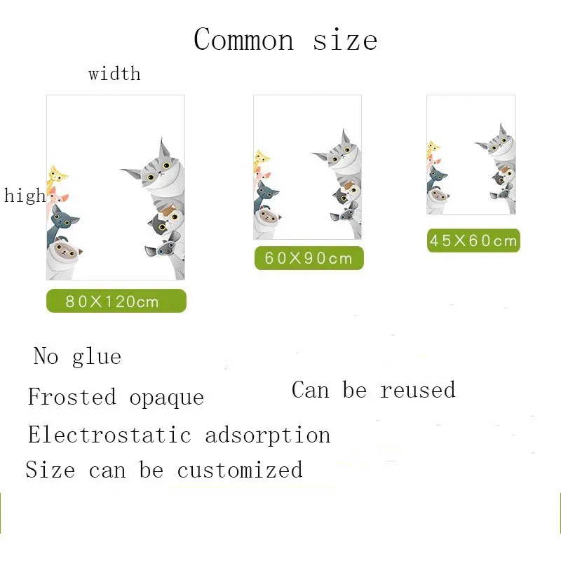С рисунком кота из мультфильма матовый оконная пленка пользовательские животных статического цепляться пленка для защиты от солнца стеклянная пленка витраж, ванной, спальни, Pet shop декоративные