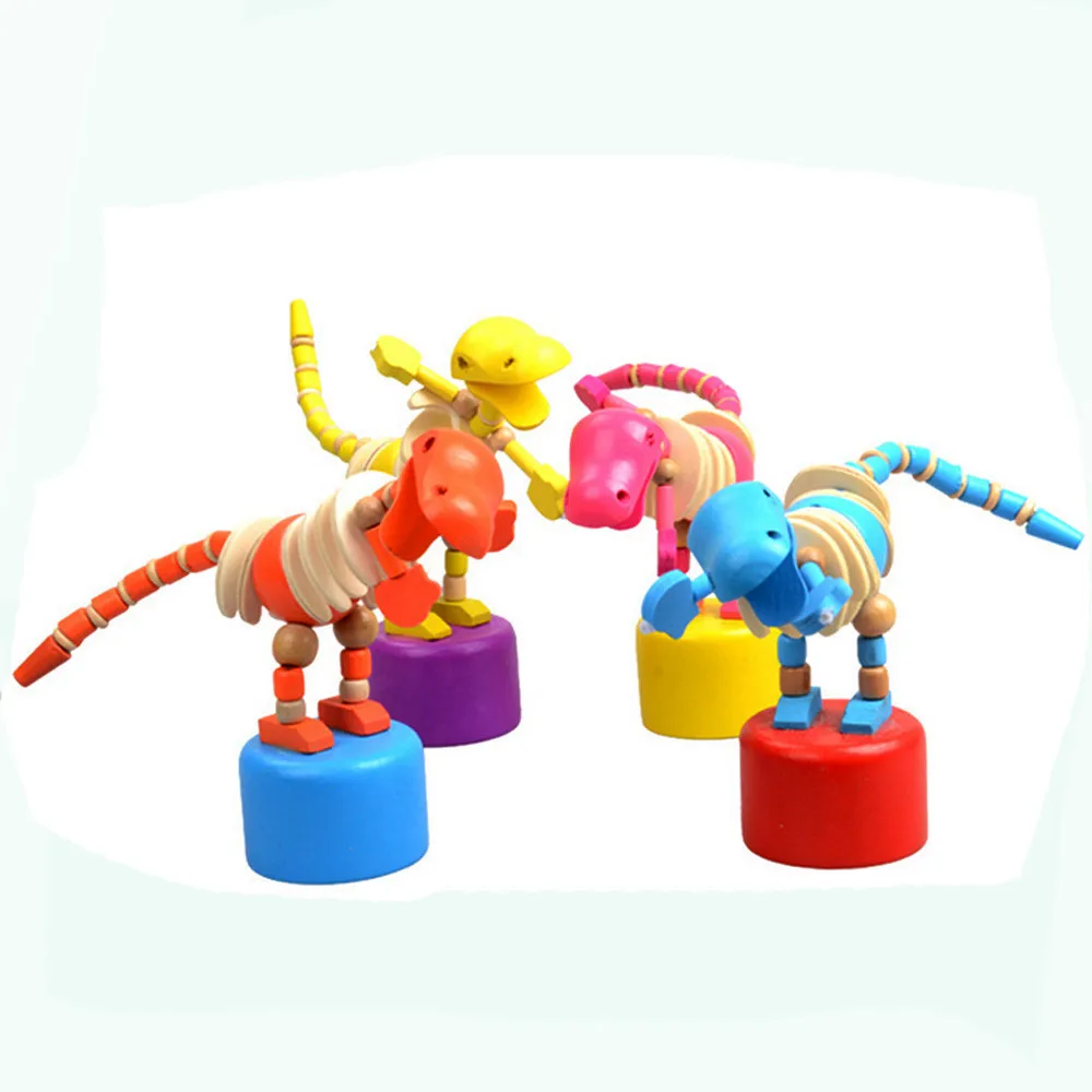 

2019 NEWST Hot sale Kids Intelligence Toy Dancing Stand Colorful Rocking Dinosaur Wooden Funny gadget Toys Gift for children