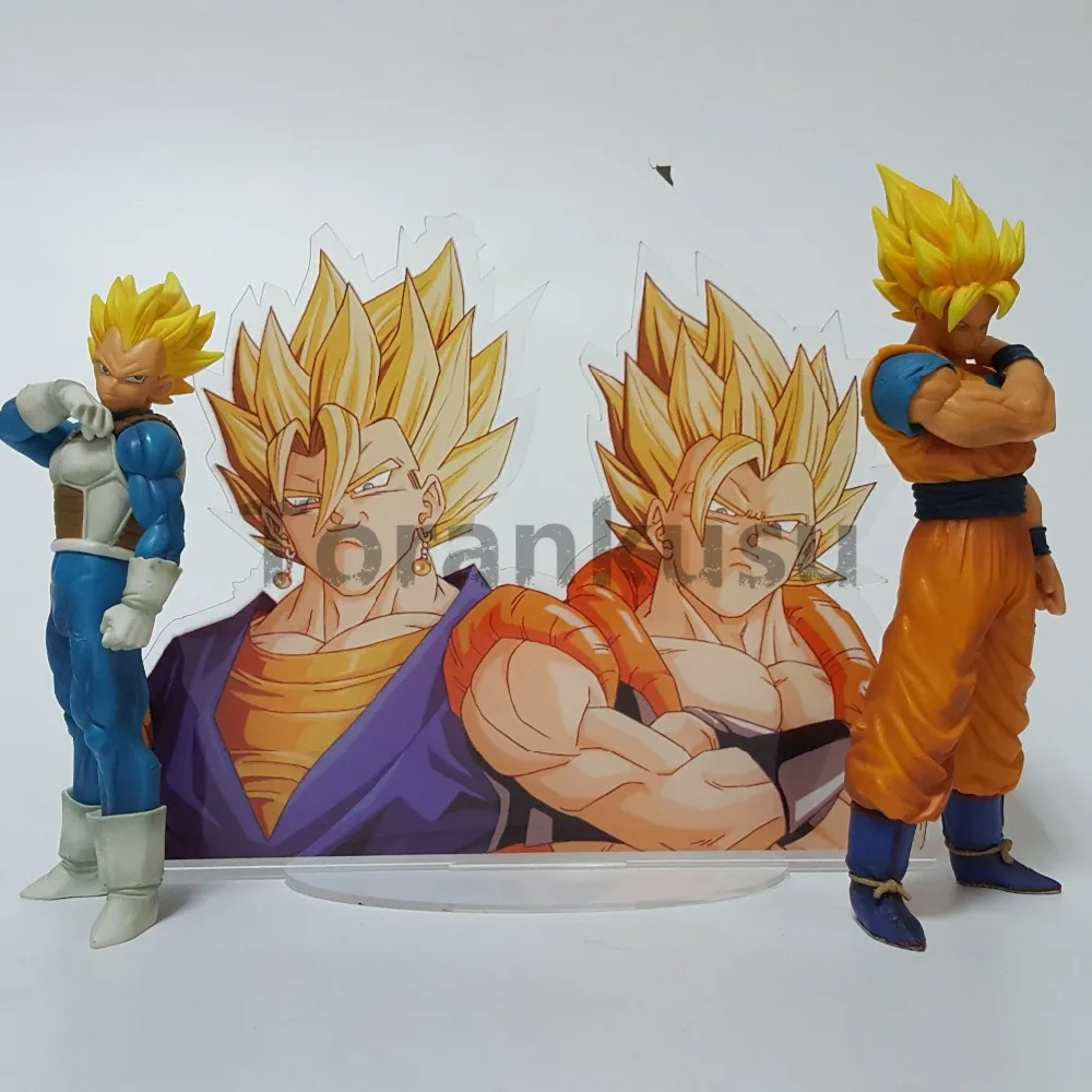

Dragon Ball Z Action Figures Goku Vegeta Fusion Acrylic Base Vegetto Gogeta Anime Dragon Ball Super DBZ Figurine Toy