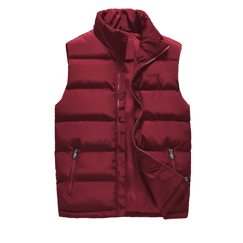 Vest Men New Stylish Autumn Sleeveless Jacket Mens Winter Warm Waistcoat Male Casual Sleeveless Coats Veste Homme Big Size - Цвет: red