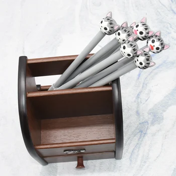 

50pcs creative stationery student cute cat gel pen 0.38 mm full needle black pen office school supplies