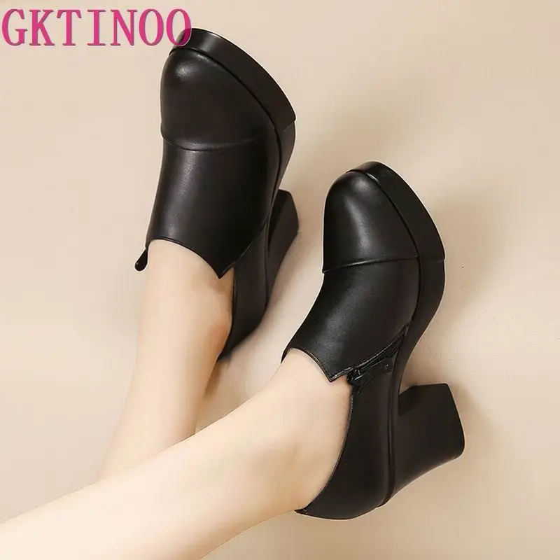 

2015 women's spring and autumn shoes thick high heels fashion women genuine leather shoes first layer of cowhide platform pumps