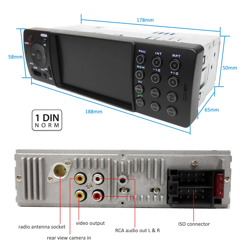 1 Din Автомагнитола Зеркальная связь Видео MP5-плеер Bluetooth Audio A2DP Громкая связь USB SD Aux FM " Стереосистема Штатная магнитола PHYEE 4202A