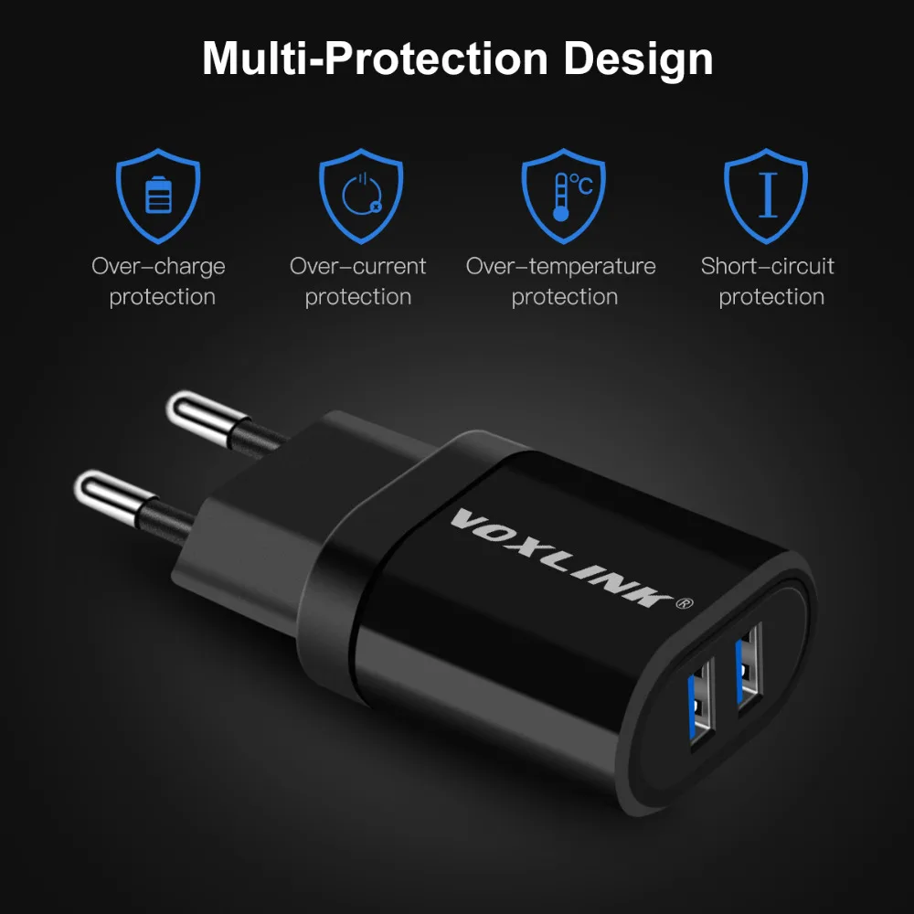 Сетевое зарядное устройство VOXLINK 5 в 2 1 А 21 Вт с двумя USB портами для путешествий usb