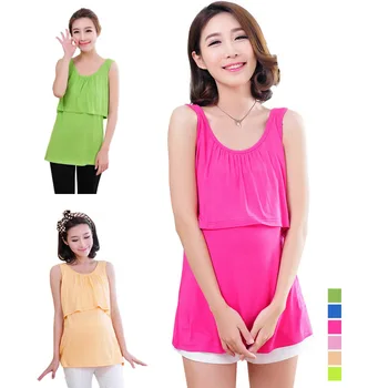 

Women Clothing Elastic Modal Cotton Nursing Tank Top Maternity Breast Feeding Vest maternity Tees Shirt 6 colors