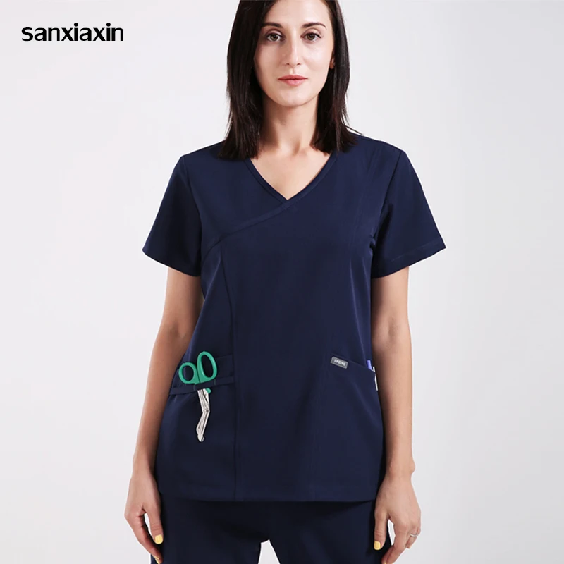 

sanxiaxin Multifunctional Pocket Design Meidcal Scrub Sets Hospital Surgical Clothing Doctors Nurse Isolation Uniforms Lab Gowns