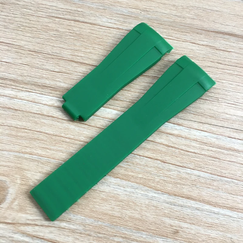 20mm Soft Black Green Blue Curved End Nature Rubber Watchband For Role strap RX Daytona Submariner GMT explorer 2 Bracelet