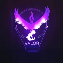 Цвет Изменение мигающий Pokemon Go Team Valor Arcylic 3D светодиодный Ночной светильник сенсорный светодиодный Pokemon Go USB лампа