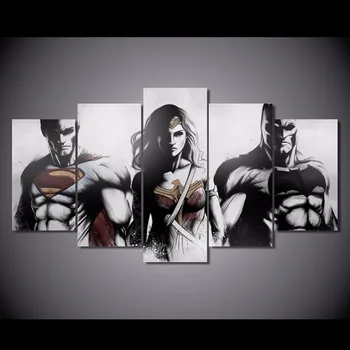 

5 Pcs/Set Framed HD Printed Batman Superman Dawn Of Justice Picture Wall Art Canvas Print Decor Poster Canvas Oil Painting