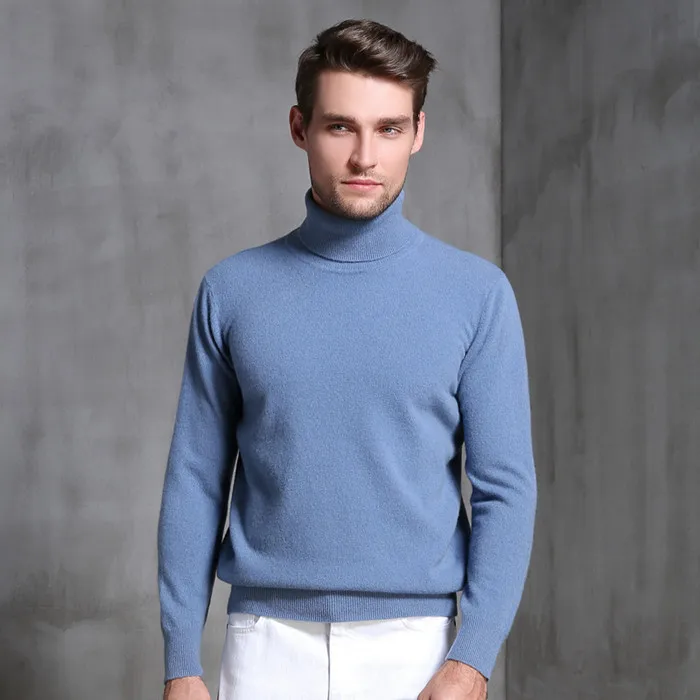 LHZSYY мужской осенний и зимний новый 100% кашемировый свитер с высоким отворотом Тонкий вязаный пуловер сплошной цвет досуг высокого качества