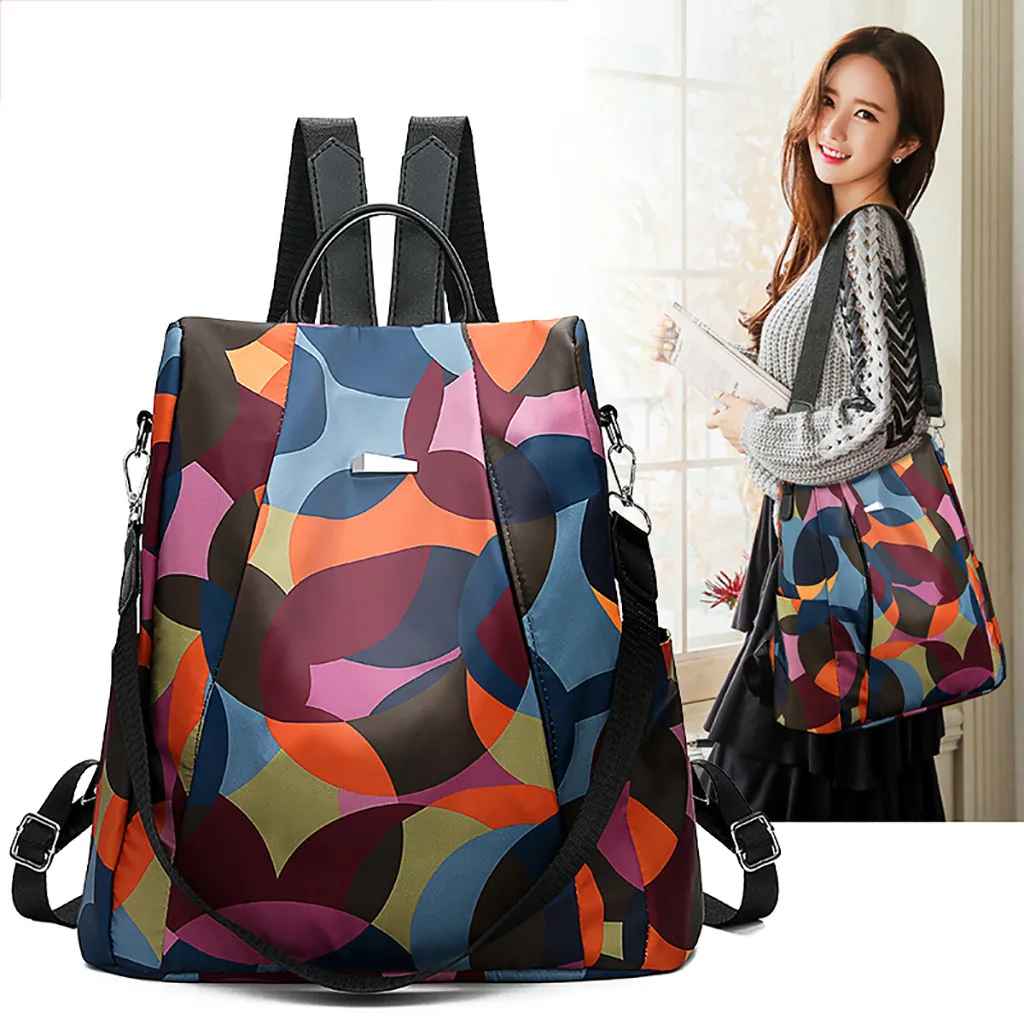 

Women Colorful Backpack Wild Oxford Cloth Waterproof Large Capacity Student Bags Versatile Travel Bags mochila feminina T
