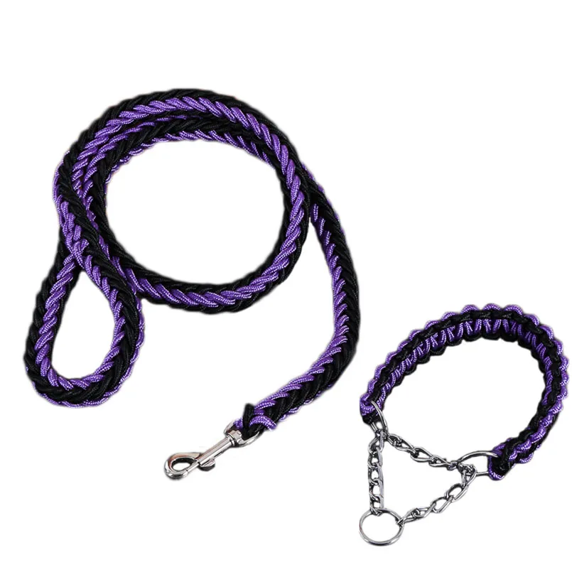 Nylon Dog Collar And Leash Set Bite Resistance Rope Leash Collars for