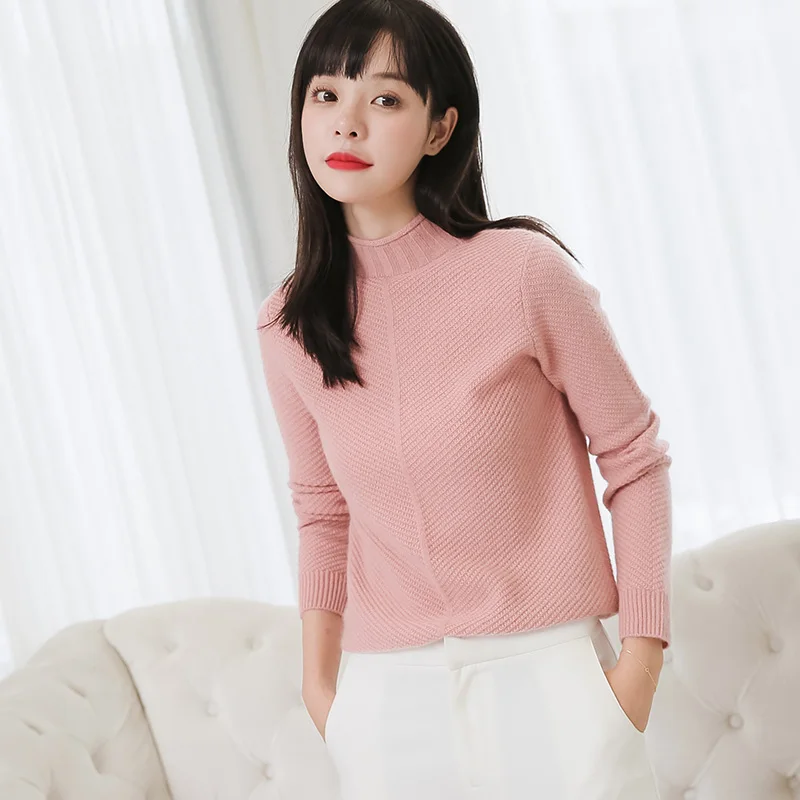Helovi 2018 Korean Style Knit Women Sweater Tops cashmere Autumn Women Long Sleeve Pullover Women Basic Sweaters Women Tops