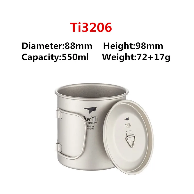 Copos com Tampa Copo de Água de Titânio Dobrável de Parede Copo de Acampamento ao ar Keith Titânio Cabo Simples Livre Caminhadas Viagem Canecas 220 ml 900 ml 10 High Quality Esporte e Lazer