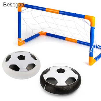 

Besegad Electric Ball Toys Air Power Soccer Disc with LED light Foam Bumpers Goal for Kids Children Indoor Games