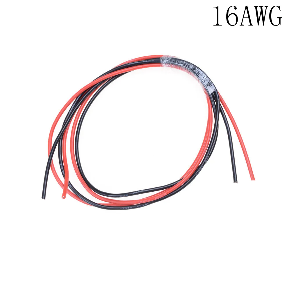 1 метр Черный + красные силиконовые провода 12AWG 14AWG 16AWG 22AWG 24AWG термостойкий мягкий